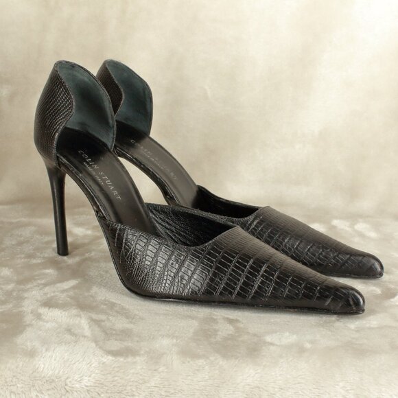 COLIN STUART Black Leather High Heel D'orsay Pump Women's Shoes Size 10 M - Picture 1 of 7